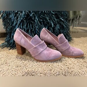Able S 7 Leather Suede Slip On With 3" Wedge Heel Mauve-Pink Color Made in Peru
